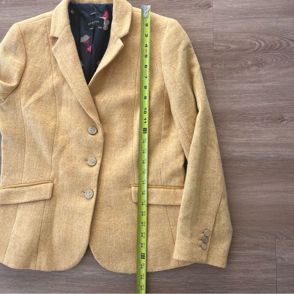 Talbots Aberdeen Wool Blazer Mustard Yellow Size 10 Classic Tailored Jacket - Picture 11 of 12